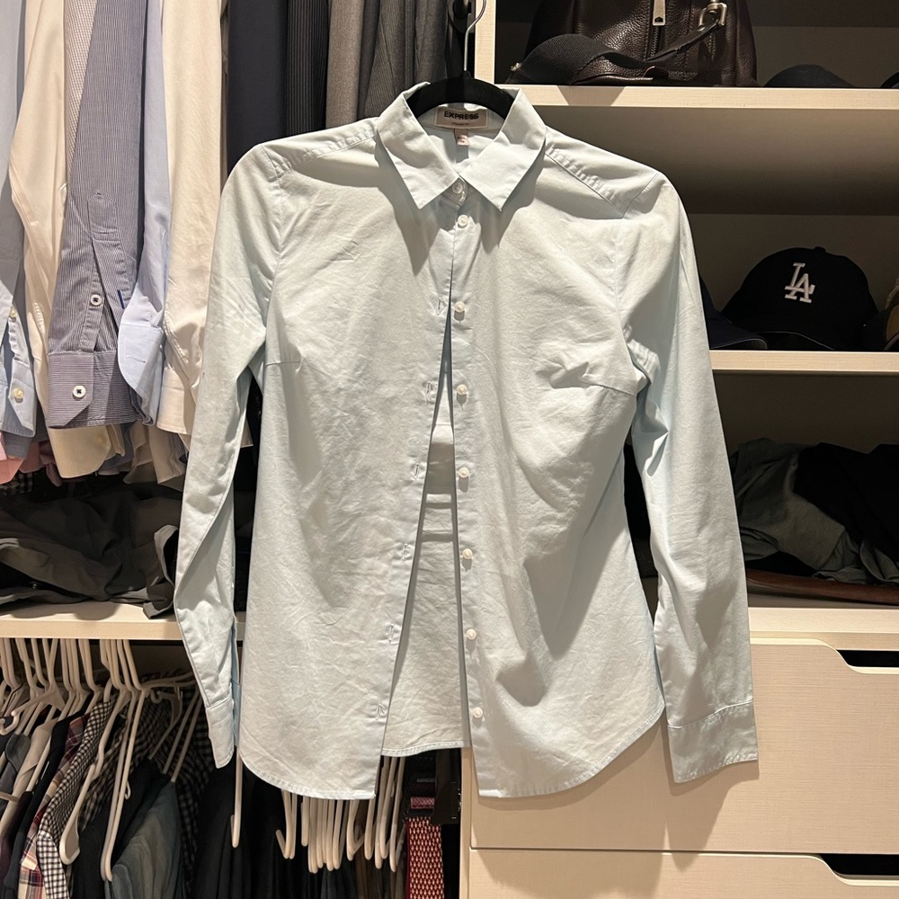 Express XS light blue button down